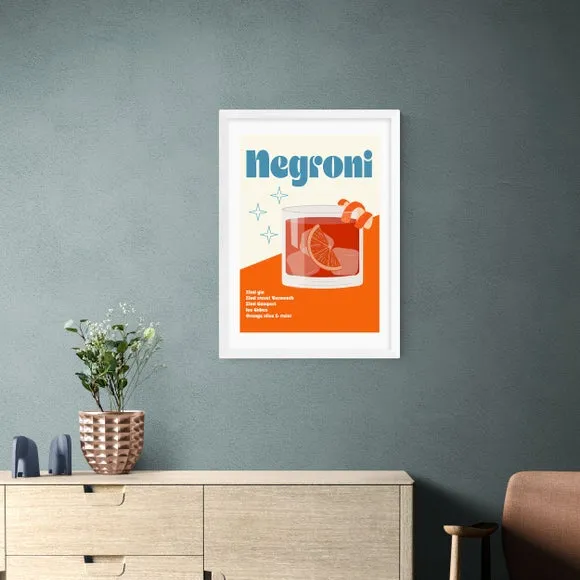 Negroni Cocktail Framed Print - Orange