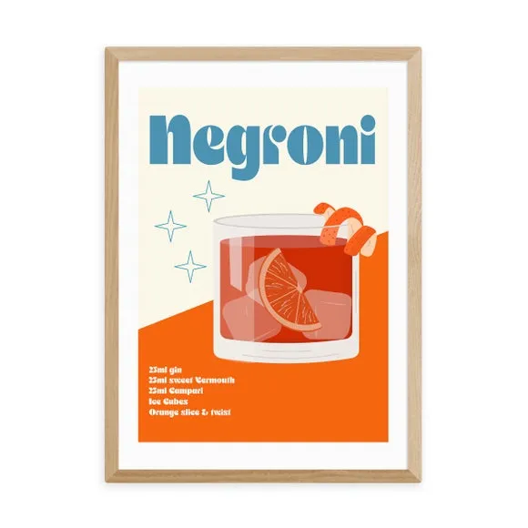 Negroni Cocktail Framed Print - Orange