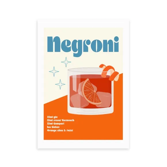 Negroni Cocktail Framed Print - Orange