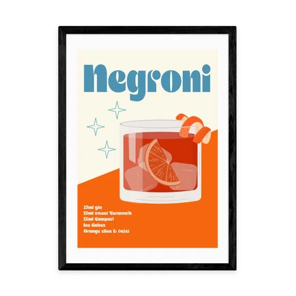 Negroni Cocktail Framed Print - Orange