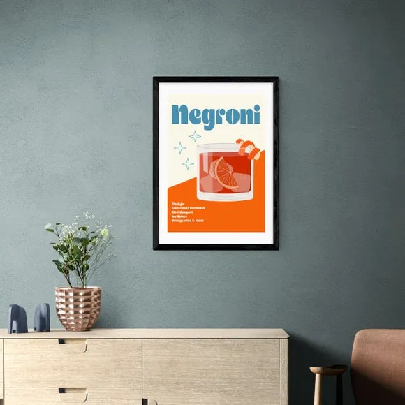 Negroni Cocktail Framed Print - Orange