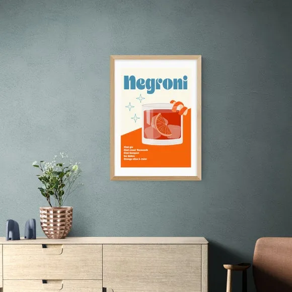 Negroni Cocktail Framed Print - Orange