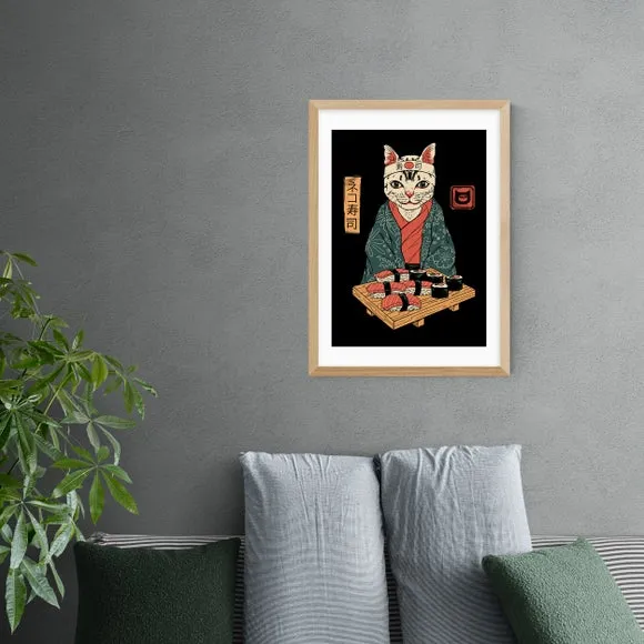 Neko Sushi Bar Wall Print - Multicolor, Paper
