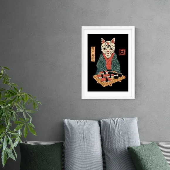 Neko Sushi Bar Wall Print - Multicolor, Paper