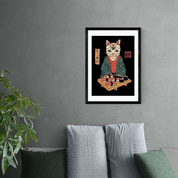 Neko Sushi Bar Wall Print - Multicolor, Paper