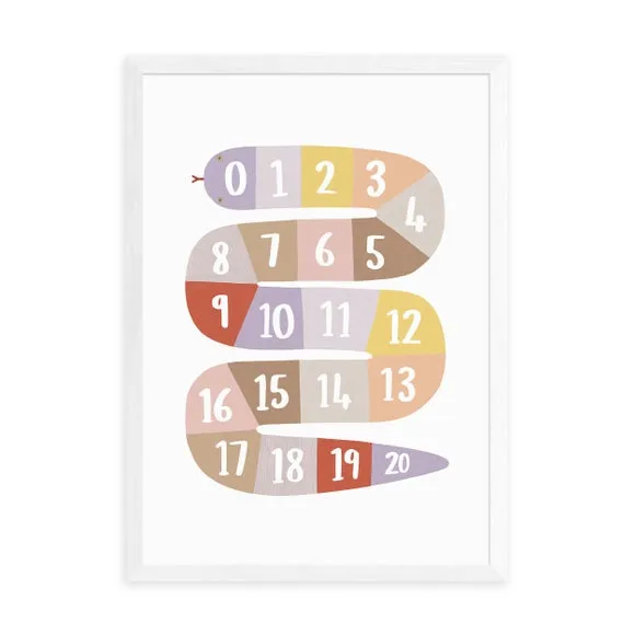 Number Snake Educational Print - Multicolor, Paper