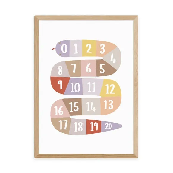 Number Snake Educational Print - Multicolor, Paper