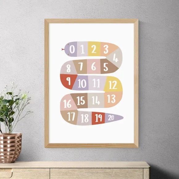 Number Snake Educational Print - Multicolor, Paper