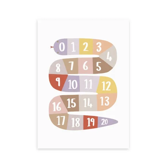 Number Snake Educational Print - Multicolor, Paper