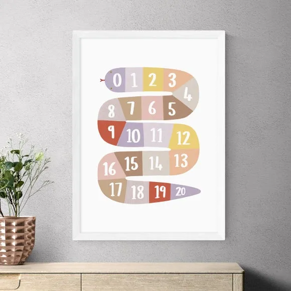 Number Snake Educational Print - Multicolor, Paper