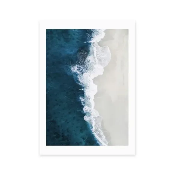 Ocean Aerial Wall Print - Blue, Archival Paper