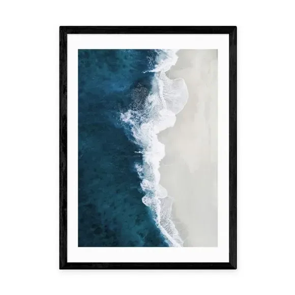 Ocean Aerial Wall Print - Blue, Archival Paper