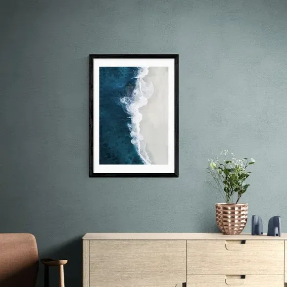 Ocean Aerial Wall Print - Blue, Archival Paper