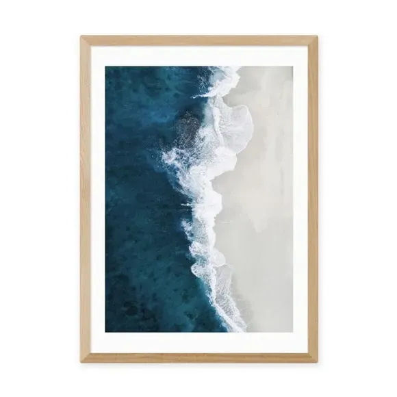 Ocean Aerial Wall Print - Blue, Archival Paper