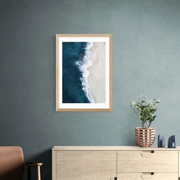 Ocean Aerial Wall Print - Blue, Archival Paper