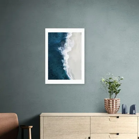 Ocean Aerial Wall Print - Blue, Archival Paper image