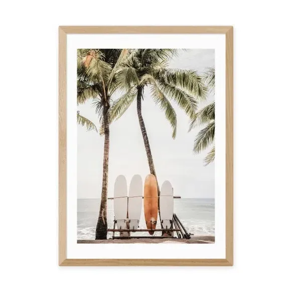 Orange Surfboard Wall Print - Multicolor