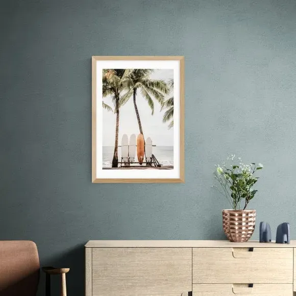 Orange Surfboard Wall Print - Multicolor