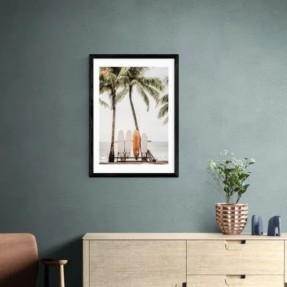 Orange Surfboard Wall Print - Multicolor