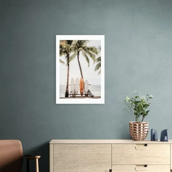 Orange Surfboard Wall Print - Multicolor image