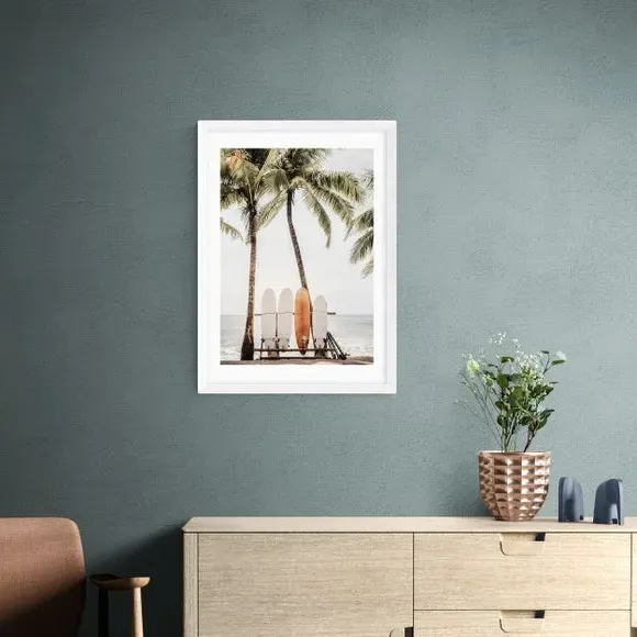 Orange Surfboard Wall Print - Multicolor