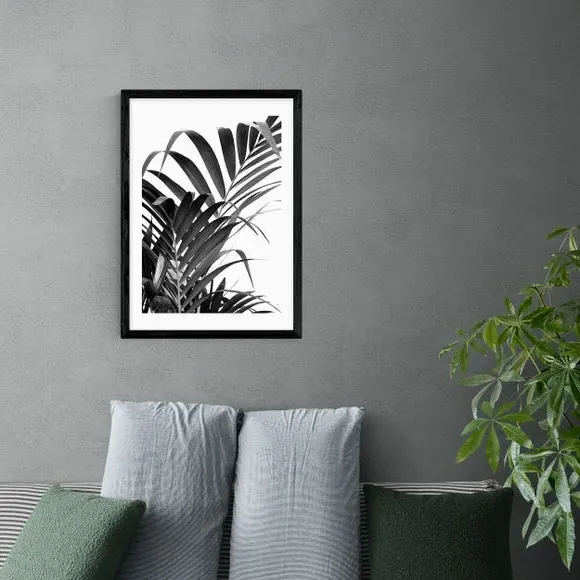 Palm Leaf Wall Print - Black/White, Paper