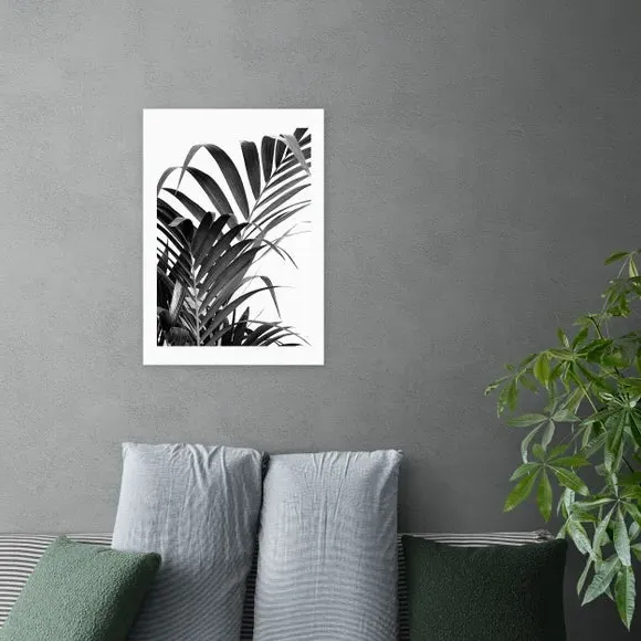 Palm Leaf Wall Print - Black/White, Paper image