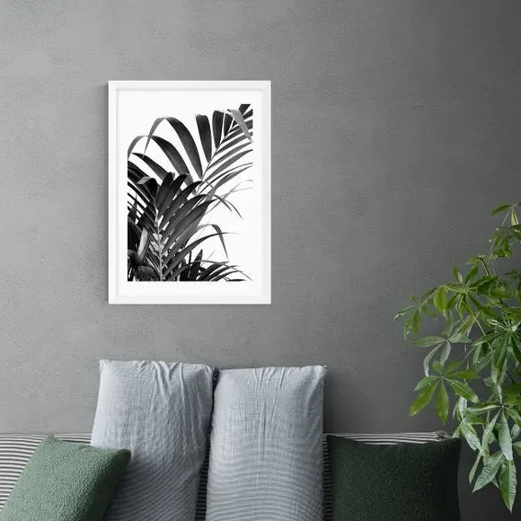 Palm Leaf Wall Print - Black/White, Paper