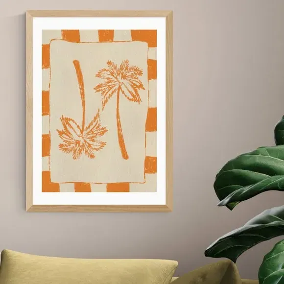 Palm Paradise Wall Print - Orange, Paper