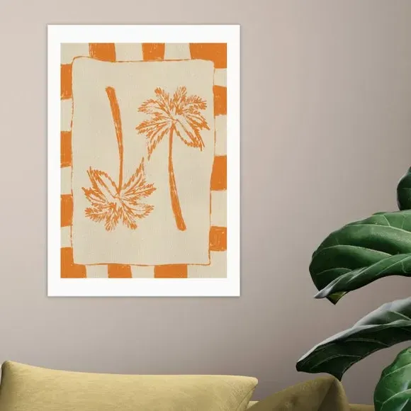 Palm Paradise Wall Print - Orange, Paper image