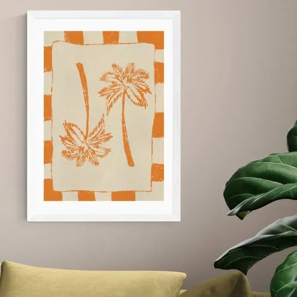Palm Paradise Wall Print - Orange, Paper