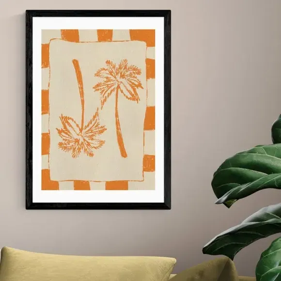 Palm Paradise Wall Print - Orange, Paper