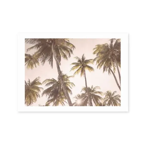 Palm Trees Wall Print - Pink, Archival Paper