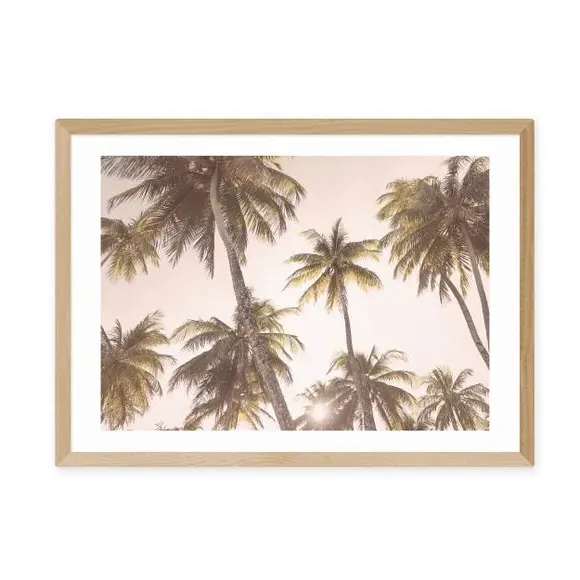 Palm Trees Wall Print - Pink, Archival Paper