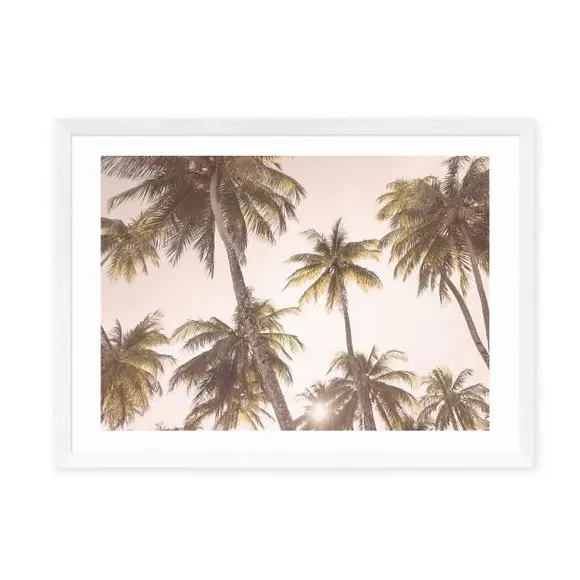 Palm Trees Wall Print - Pink, Archival Paper