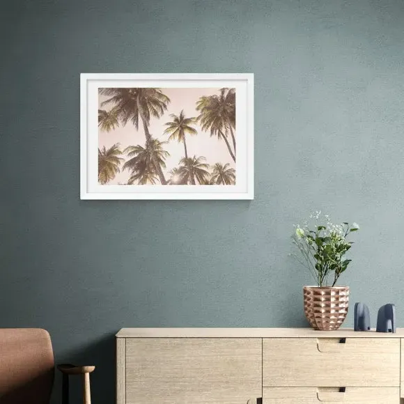 Palm Trees Wall Print - Pink, Archival Paper
