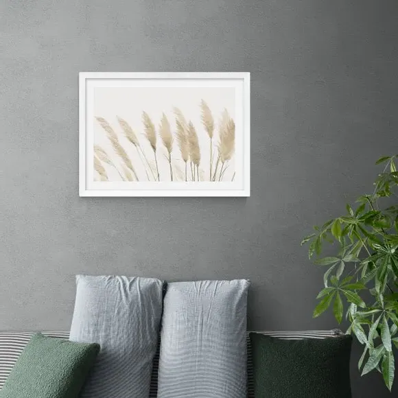 Pampas Wall Print - Natural, Paper