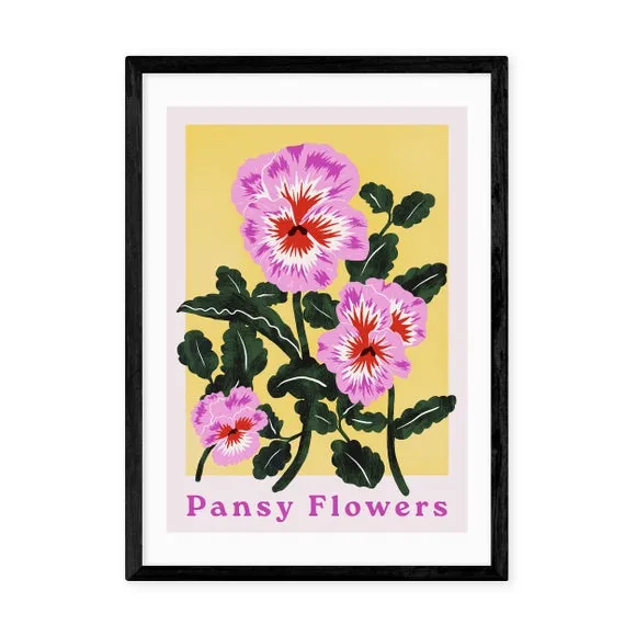 Pansy Flowers Wall Print - Pink, Paper