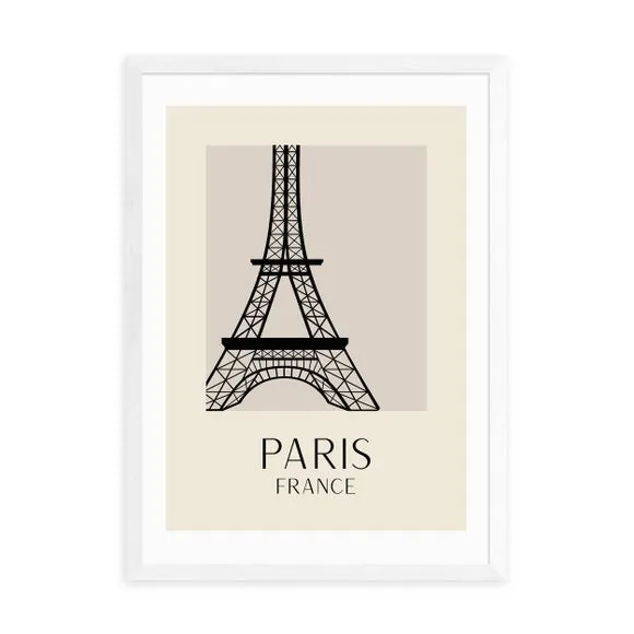 Paris Wall Print with Eiffel Tower - Natural