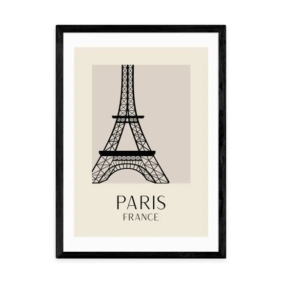 Paris Wall Print with Eiffel Tower - Natural