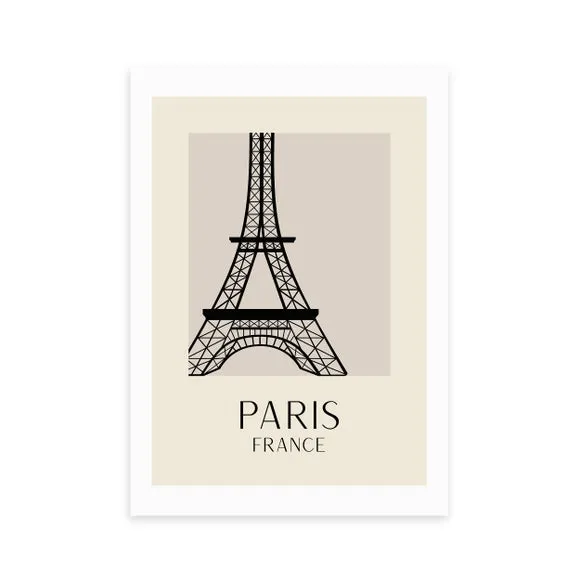 Paris Wall Print with Eiffel Tower - Natural