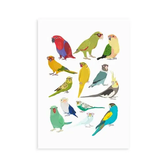 Parrots Wall Print - Multicolor, Archival Paper