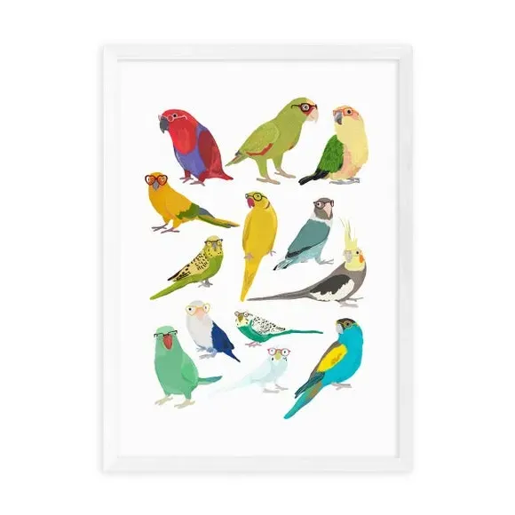 Parrots Wall Print - Multicolor, Archival Paper