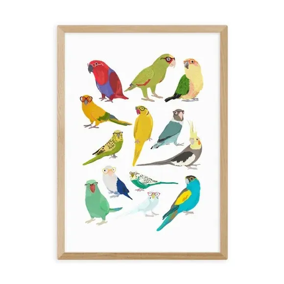 Parrots Wall Print - Multicolor, Archival Paper