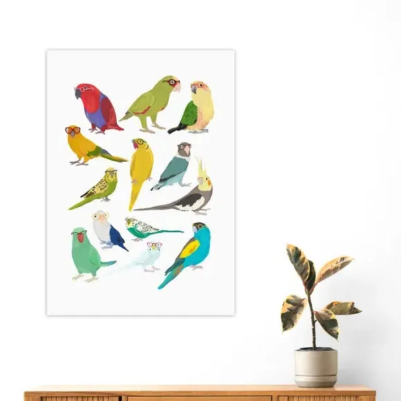 Parrots Wall Print - Multicolor, Archival Paper image