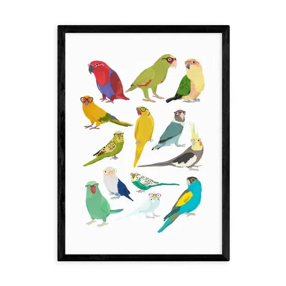 Parrots Wall Print - Multicolor, Archival Paper