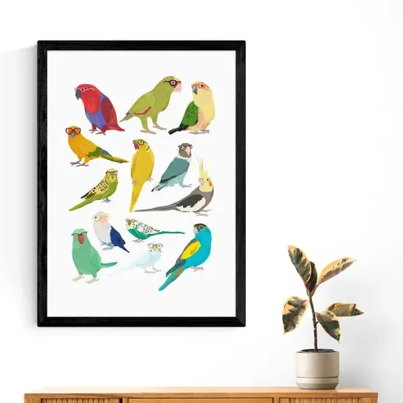 Parrots Wall Print - Multicolor, Archival Paper