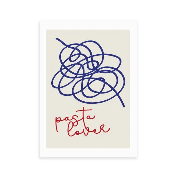 Pasta Lover Wall Print - Blue, Paper