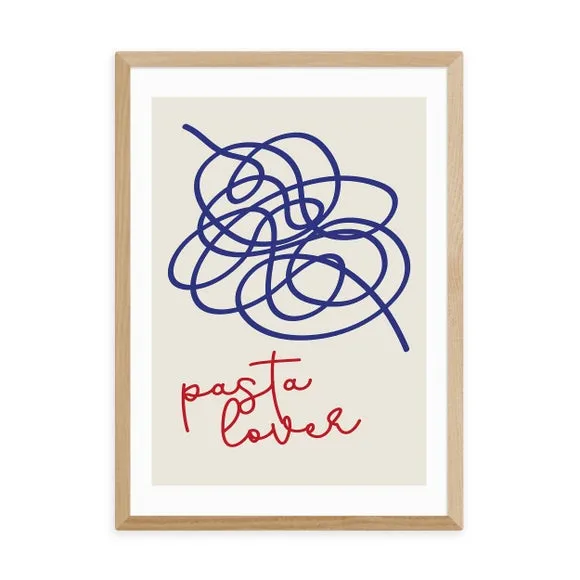 Pasta Lover Wall Print - Blue, Paper