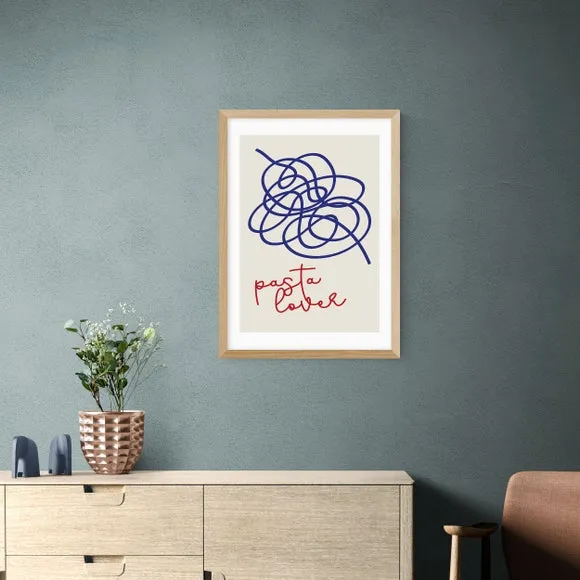 Pasta Lover Wall Print - Blue, Paper